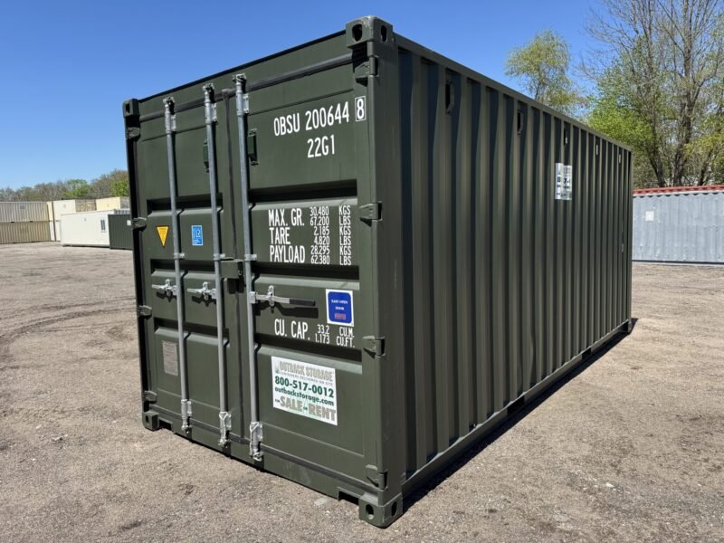 20′ x 8′ x 8.5′ Tall– New Shipping/Storage Container – Wind and Watertight – GREEN