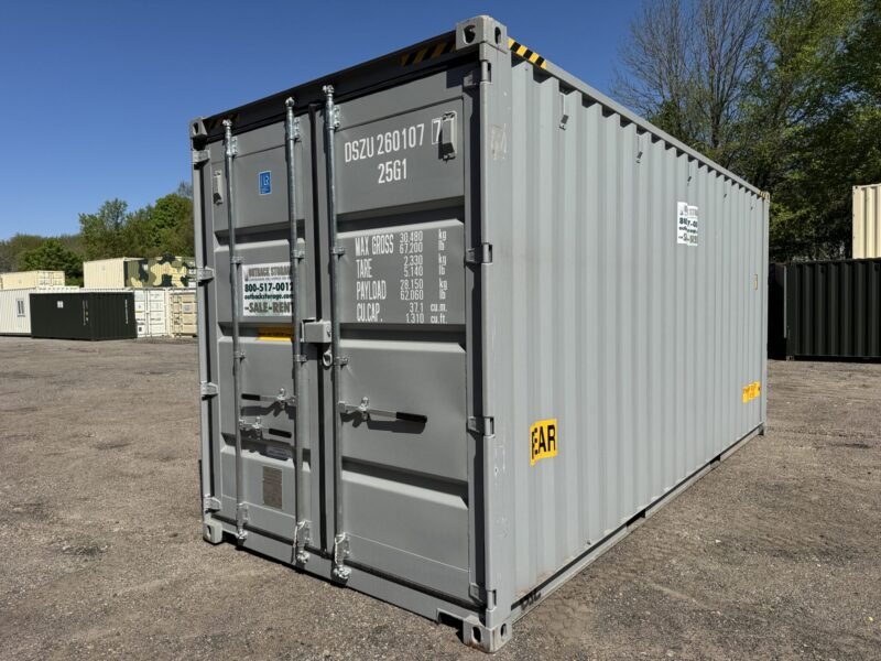 20′ x 8′ x 9.5′ Tall– New **HIGH CUBE DOUBLE DOOR** Shipping/Storage Container – Wind and Watertight – GRAY