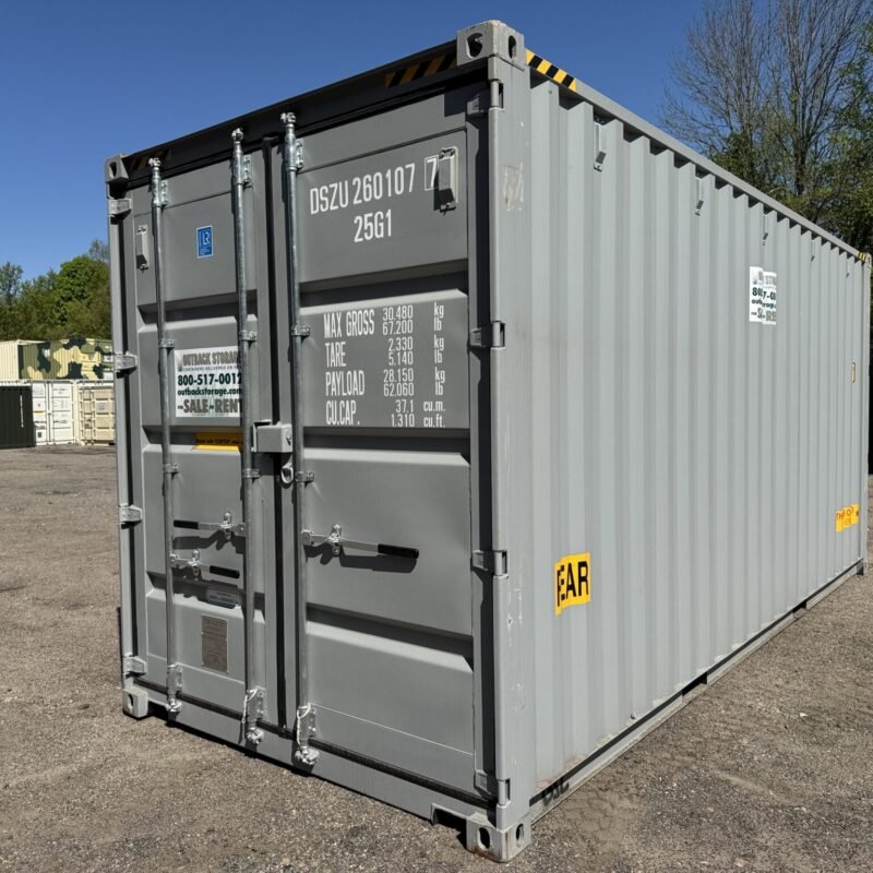 20′ x 8′ x 9.5′ Tall– New **HIGH CUBE DOUBLE DOOR** Shipping/Storage Container – Wind and Watertight – GRAY