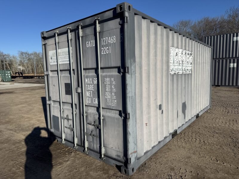 20′ x 8′ x 8.5′ Tall– Wind and Watertight **OFF RENT** Used Shipping / Storage Container – GRAY